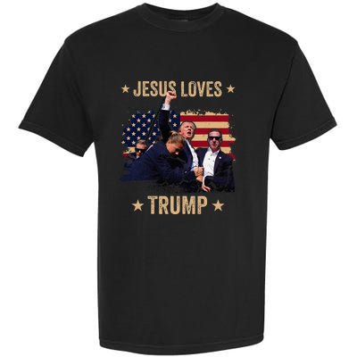 Jesus Loves Trump 2024 Donald Trump Rally 2024 Fist Garment-Dyed Heavyweight T-Shirt