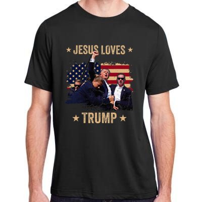 Jesus Loves Trump 2024 Donald Trump Rally 2024 Fist Adult ChromaSoft Performance T-Shirt