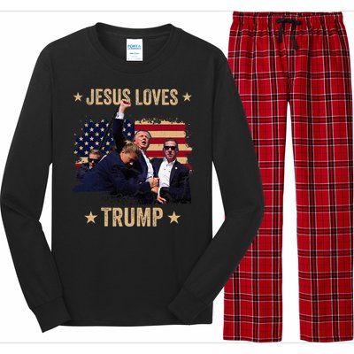 Jesus Loves Trump 2024 Donald Trump Rally 2024 Fist Long Sleeve Pajama Set