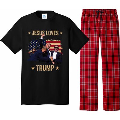 Jesus Loves Trump 2024 Donald Trump Rally 2024 Fist Pajama Set