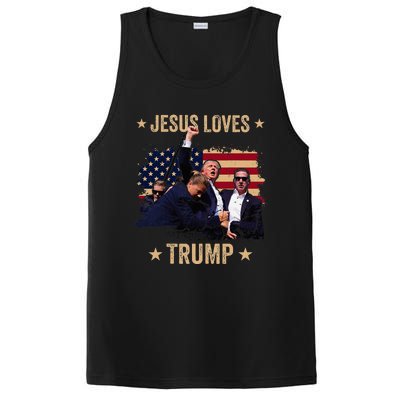 Jesus Loves Trump 2024 Donald Trump Rally 2024 Fist PosiCharge Competitor Tank