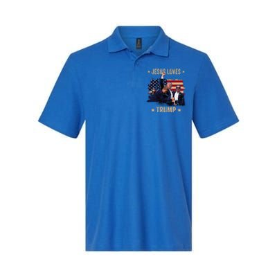 Jesus Loves Trump 2024 Donald Trump Rally 2024 Fist Softstyle Adult Sport Polo