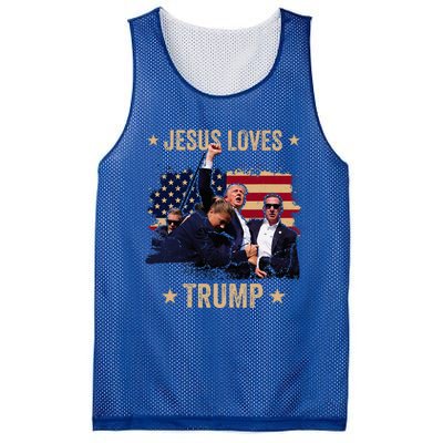 Jesus Loves Trump 2024 Donald Trump Rally 2024 Fist Mesh Reversible Basketball Jersey Tank