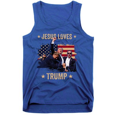 Jesus Loves Trump 2024 Donald Trump Rally 2024 Fist Tank Top