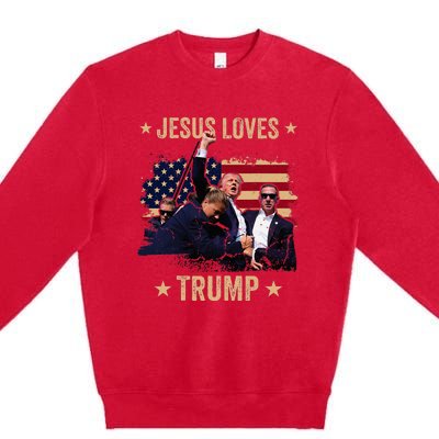 Jesus Loves Trump 2024 Donald Trump Rally 2024 Fist Premium Crewneck Sweatshirt