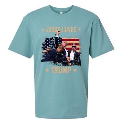 Jesus Loves Trump 2024 Donald Trump Rally 2024 Fist Sueded Cloud Jersey T-Shirt