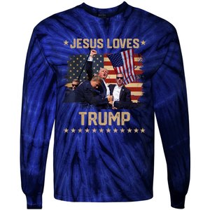 Jesus Loves Trump 2024 Donald Trump Rally 2024 Fist Tie-Dye Long Sleeve Shirt