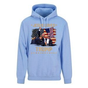 Jesus Loves Trump 2024 Donald Trump Rally 2024 Fist Unisex Surf Hoodie