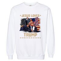 Jesus Loves Trump 2024 Donald Trump Rally 2024 Fist Garment-Dyed Sweatshirt