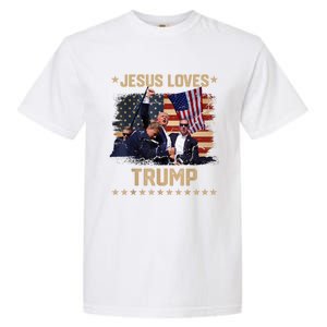 Jesus Loves Trump 2024 Donald Trump Rally 2024 Fist Garment-Dyed Heavyweight T-Shirt