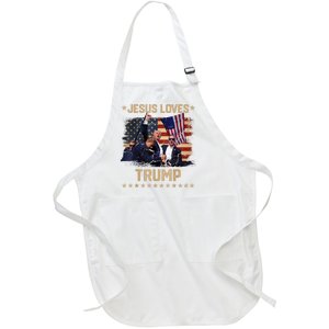 Jesus Loves Trump 2024 Donald Trump Rally 2024 Fist Full-Length Apron With Pockets