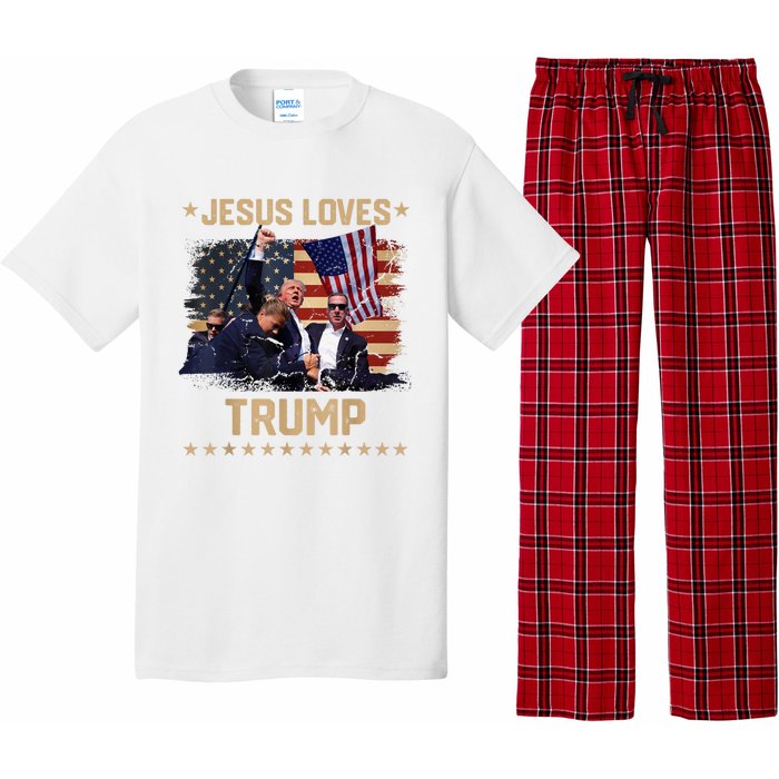 Jesus Loves Trump 2024 Donald Trump Rally 2024 Fist Pajama Set