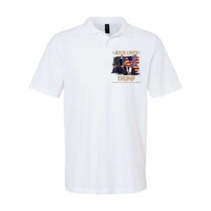 Jesus Loves Trump 2024 Donald Trump Rally 2024 Fist Softstyle Adult Sport Polo