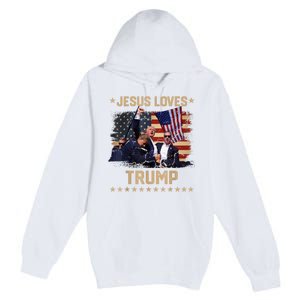 Jesus Loves Trump 2024 Donald Trump Rally 2024 Fist Premium Pullover Hoodie