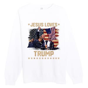 Jesus Loves Trump 2024 Donald Trump Rally 2024 Fist Premium Crewneck Sweatshirt