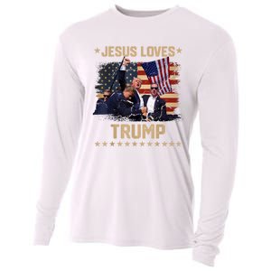 Jesus Loves Trump 2024 Donald Trump Rally 2024 Fist Cooling Performance Long Sleeve Crew