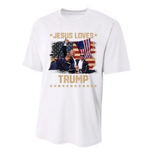 Jesus Loves Trump 2024 Donald Trump Rally 2024 Fist Performance Sprint T-Shirt