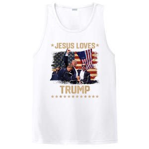 Jesus Loves Trump 2024 Donald Trump Rally 2024 Fist PosiCharge Competitor Tank