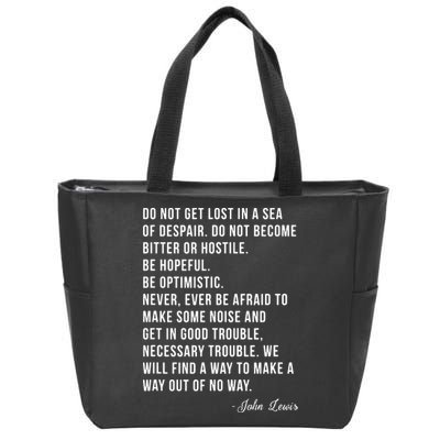 John Lewis Tee Get In Good Necessary Trouble Social Justice Zip Tote Bag