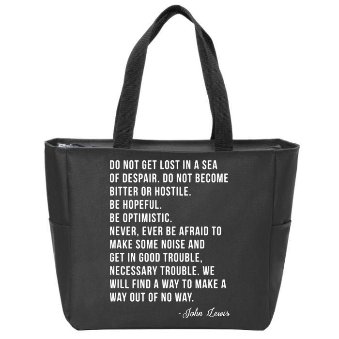 John Lewis Tee Get In Good Necessary Trouble Social Justice Zip Tote Bag