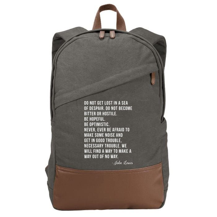 John Lewis Tee Get In Good Necessary Trouble Social Justice Cotton Canvas Backpack
