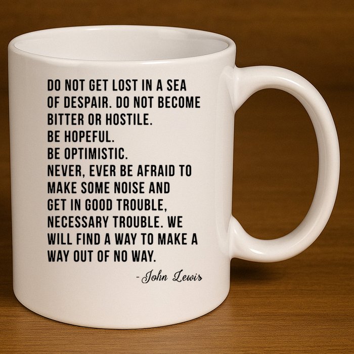 John Lewis Tee Get In Good Necessary Trouble Social Justice 11oz C Handle Ceramic Mug
