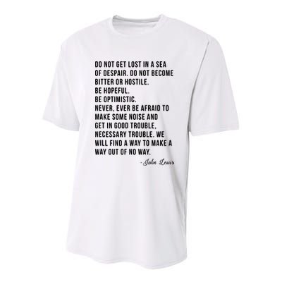 John Lewis Tee Get In Good Necessary Trouble Social Justice Youth Performance Sprint T-Shirt