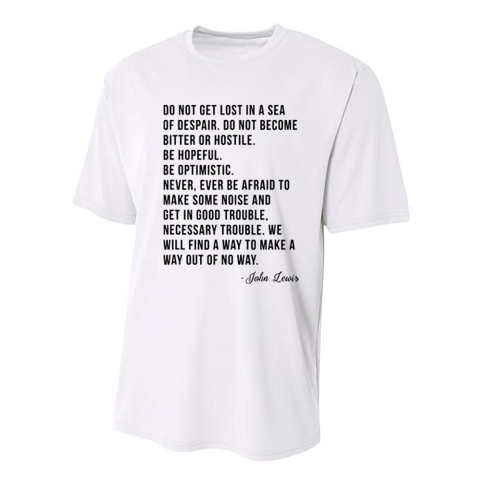 John Lewis Tee Get In Good Necessary Trouble Social Justice Youth Performance Sprint T-Shirt
