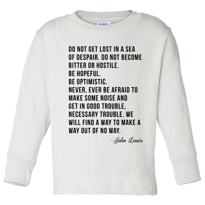 John Lewis Tee Get In Good Necessary Trouble Social Justice Toddler Long Sleeve Shirt