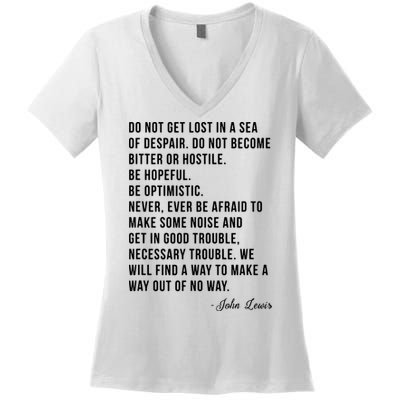 John Lewis Tee Get In Good Necessary Trouble Social Justice Women's V-Neck T-Shirt