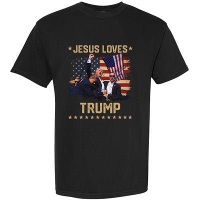 Jesus Loves Trump 2024 Strong Support Garment-Dyed Heavyweight T-Shirt