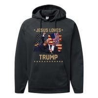 Jesus Loves Trump 2024 Strong Support Performance Fleece Hoodie