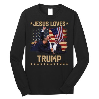Jesus Loves Trump 2024 Strong Support Long Sleeve Shirt