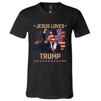 Jesus Loves Trump 2024 Strong Support V-Neck T-Shirt