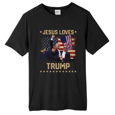 Jesus Loves Trump 2024 Strong Support Tall Fusion ChromaSoft Performance T-Shirt