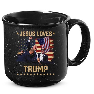 Jesus Loves Trump 2024 Strong Support 15oz Campfire Ceramic Mug