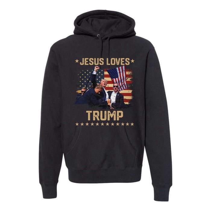 Jesus Loves Trump 2024 Strong Support Premium Hoodie