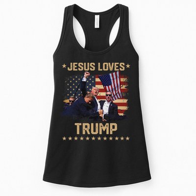 Jesus Loves Trump 2024 Strong Support Womens Tank Top