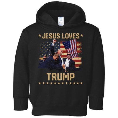 Jesus Loves Trump 2024 Strong Support Toddler Hoodie