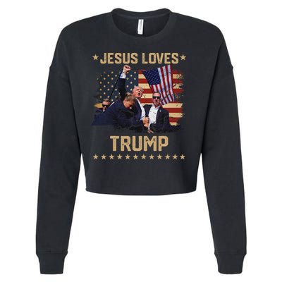 Jesus Loves Trump 2024 Strong Support Cropped Pullover Crew