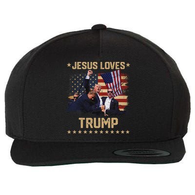 Jesus Loves Trump 2024 Strong Support Wool Snapback Cap