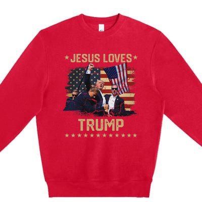 Jesus Loves Trump 2024 Strong Support Premium Crewneck Sweatshirt