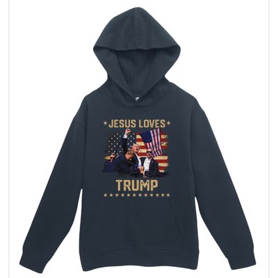 Jesus Loves Trump 2024 Strong Support Urban Pullover Hoodie