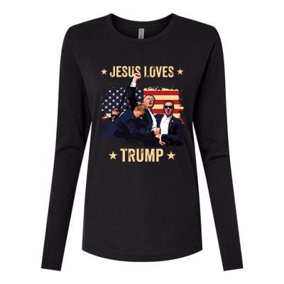 Jesus Loves Trump 2024 Donald Trump Rally 2024 Fist Womens Cotton Relaxed Long Sleeve T-Shirt