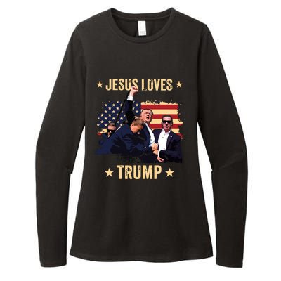 Jesus Loves Trump 2024 Donald Trump Rally 2024 Fist Womens CVC Long Sleeve Shirt