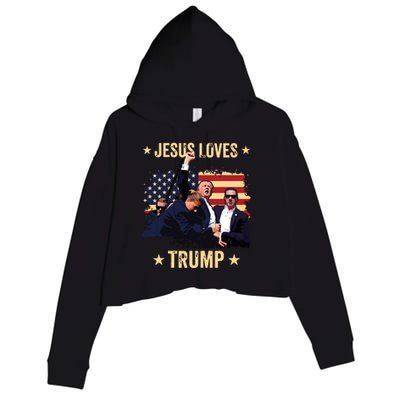 Jesus Loves Trump 2024 Donald Trump Rally 2024 Fist Crop Fleece Hoodie