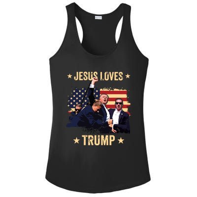 Jesus Loves Trump 2024 Donald Trump Rally 2024 Fist Ladies PosiCharge Competitor Racerback Tank