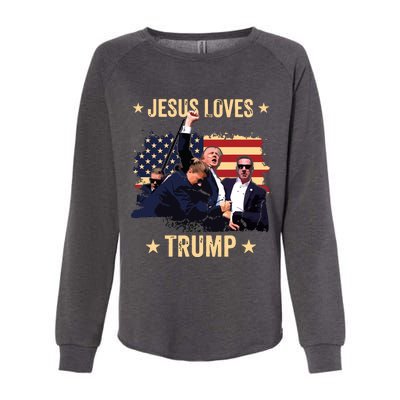 Jesus Loves Trump 2024 Donald Trump Rally 2024 Fist Womens California Wash Sweatshirt