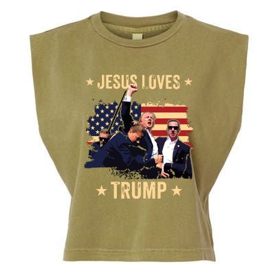 Jesus Loves Trump 2024 Donald Trump Rally 2024 Fist Garment-Dyed Women's Muscle Tee