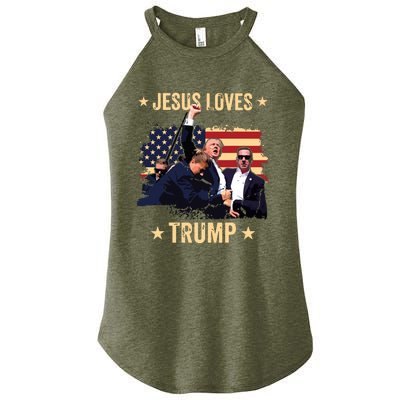 Jesus Loves Trump 2024 Donald Trump Rally 2024 Fist Women’s Perfect Tri Rocker Tank